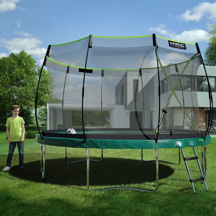 KINETIC SPORTS Trampolin Federlos-Design 'Bungee Safety Elite' - AirMAXX Sprungtuch-Technologie, Ultraleise, Outdoor Gartentrampolin für Kinder & Erwachsene, Ø 366 cm – Bild 2