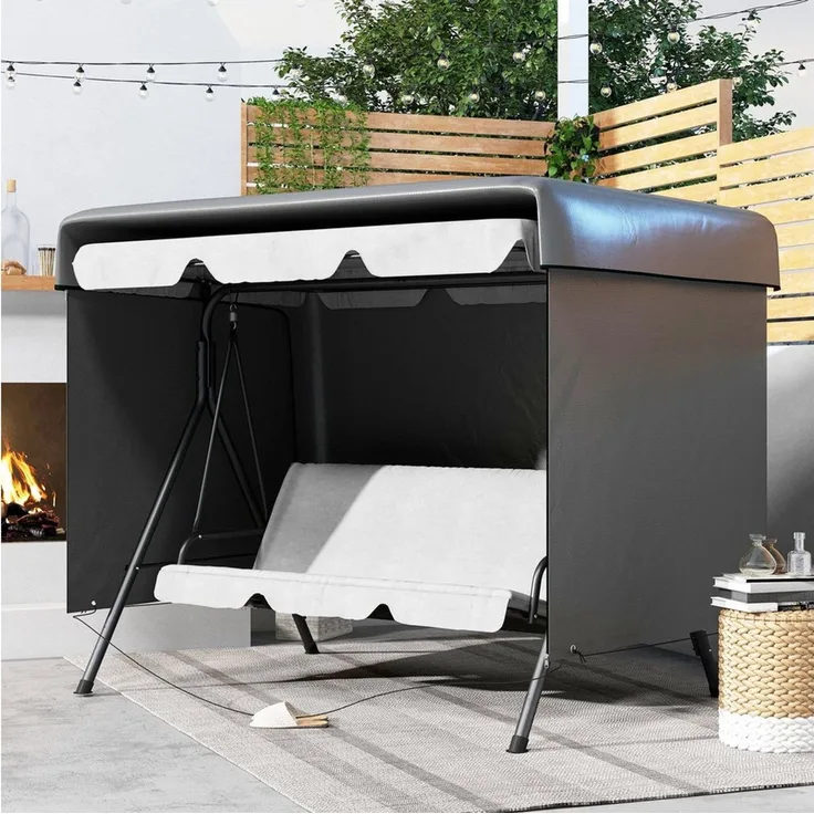 Outsunny Gartenmöbel-Schutzhülle Hollywoodschaukel Abdeckung, wasserdicht, Schutzhülle, winddicht (Hollywoodschaukel Abdeckung, 1-St, Abdeckplane), für Gartenmöbel, Hängesessel, 215 x 155 x 150 cm Dunkelgrau