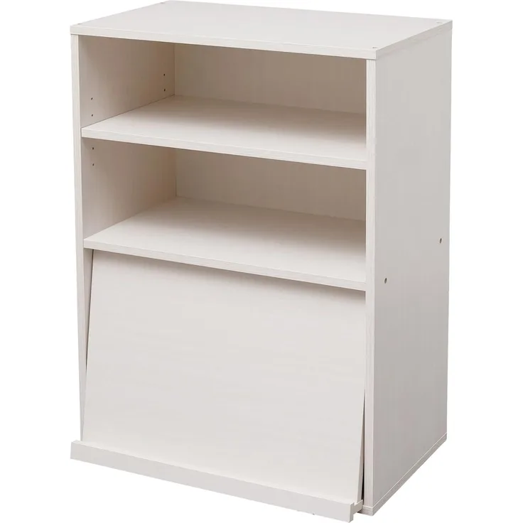 Iris Ohyama, Schrank mit 2 Regalen und Falttüren/Holzschrank/Klappenregal/Aufbewahrungsschrank, Verstellbare Regalhöhe 3,2 cmBüro, Wohnzimmer - Flap Rack - CHR-1 - weiße Eiche