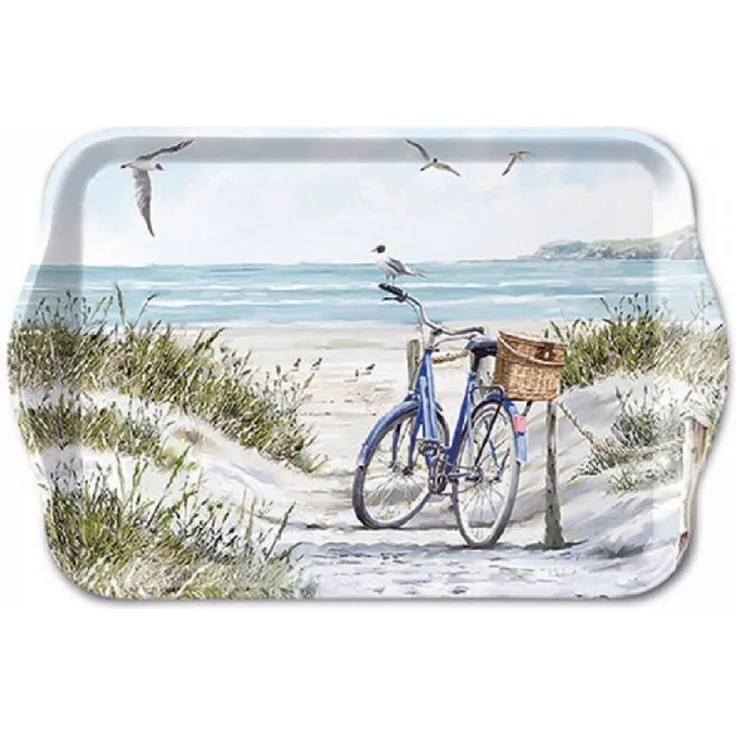 Ambiente Luxury Paper Products Tablett Dekotablett, Serviertablett, Planzen, Blumen, Tiere, Vogel, Melamin Fahrrad am Strand Kollektion, (1-tlg), Meer, Strand Sommer, Frühling, Herbst, Winter