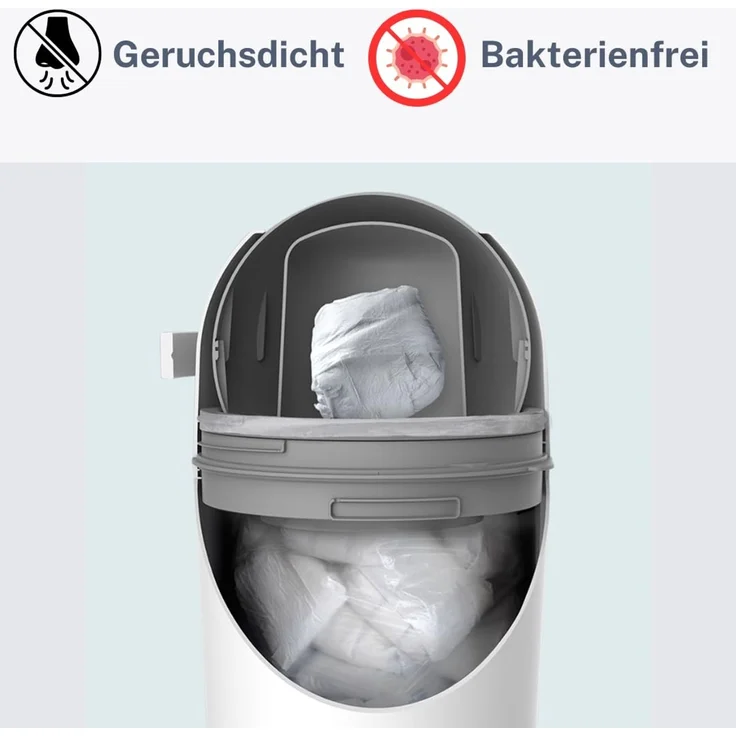 Set Magic Windeleimer Majestic & Windel Blaubär | Diaper Keeper mit Geruchsstop-System | bis zu 15 Windeln | keine Nachfüllkassetten nötig | Mülleimer für Baby Windeln | Einhandbedienung – Bild 3