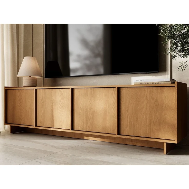 GrainGold TV-Schrank Azumi (Set, TV-Schrank 195 cm, Push-to-open) Breite 195 cm, für das Wohnzimmer, Push-to-open, Karamell-Eiche – Bild 3