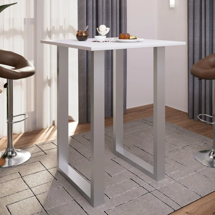 VCM Bartisch Xona 920137 Silber / Weiß H. 102 x B. 80 x T. 80 cm – Bild 3