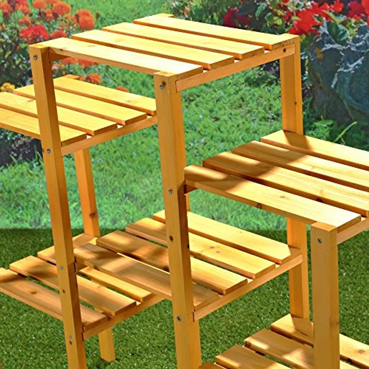Melko Blumenständer Blumenpodest Blumenregal Blumentreppe Holz ver. Farben Pflanzregal (Stück), Klassische Konstruktion – Bild 6