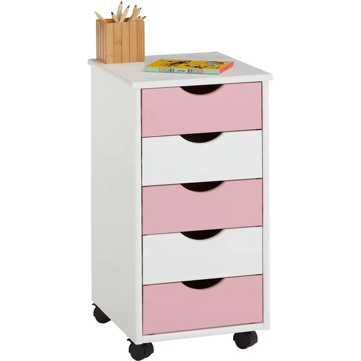 IDIMEX Rollcontainer LAGOS, Rollcontainer Kiefer Bürocontainer Rollwagen Container 5 Schubladen