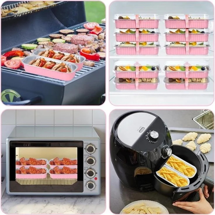 ABC Mini-Backformen aus Aluminiumfolie, 50-teilig, mit Deckeln und Löffeln – Bild 5