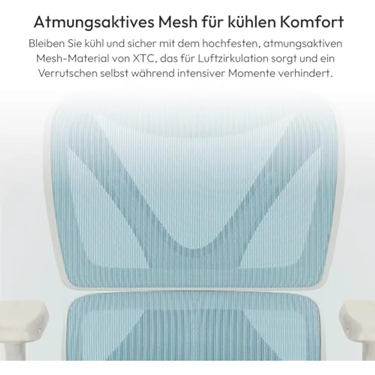 ThunderX3 XTC Ergonomischer Bürostuhl, Mesh-Bezug, höhenverstellbare 3D-Armlehnen, schwarz/blau, bis 125 kg belastbar – Bild 4