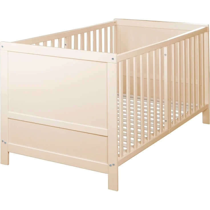 roba Babybett EASY SLEEP 70 x 140 cm inkl. Umbauecken - Mitwachsendes Gitterbett 3-fach höhenverstellbar - 3 Schlupfsprossen - Holz natur – Bild 7