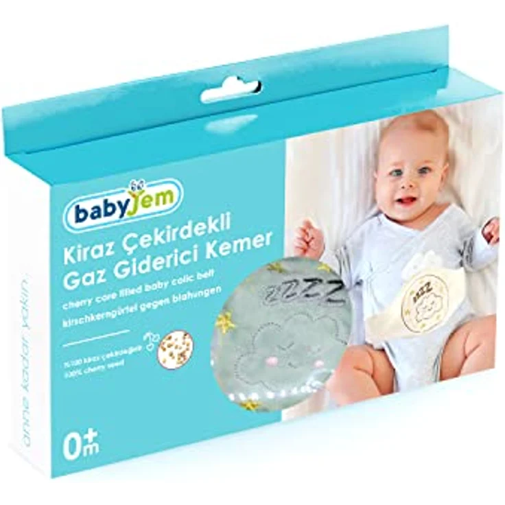 Babyjem Kirschkernkissen Baby Bauchgurt, Grün | Natürlicher Wärmegürtel, Gegen Koliken und Blähungen, Waschbarer Bezug, 100% Natürliche Kirschkernfüllung – Bild 6
