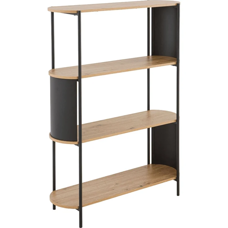 Calicosy Regal mit 4 Ebenen in Holzoptik und schwarzen Metallseiten H133,5 cm - EKLO - Helles Holz – Bild 8