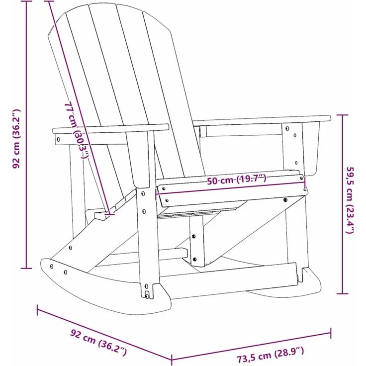 vidaXL Adirondack Schaukelstühle 2 Stk. Schwarz HDPE 3335836 – Bild 11