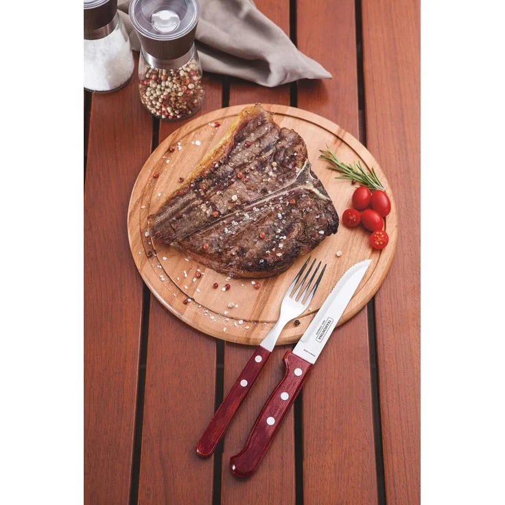 Tramontina Tafelgabel Steak/Pizza - Set 6-teilig, mit FSC Holzgriff (6 Stück), Echtholzgriff, rostfreier Edelstahl, spülmaschinenfest – Bild 7