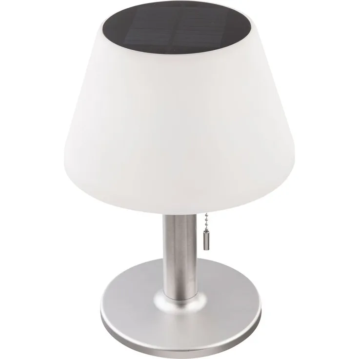 LED Solartischlampe, silber, Edelstahl, weiß, H 28 cm