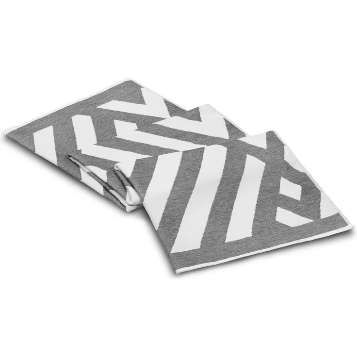 Mijolnir 'Geometric - Grey' Fouta (Strandtuch), Grau / Weiß, 100 x 180 cm – Bild 2