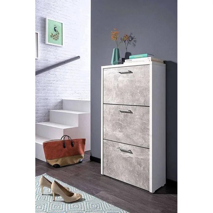 moebel-dich-auf Schuhkipper FULDA 1 (Schuhschrank Schuhregal Schrank Garderobe), mit Doppelwalze