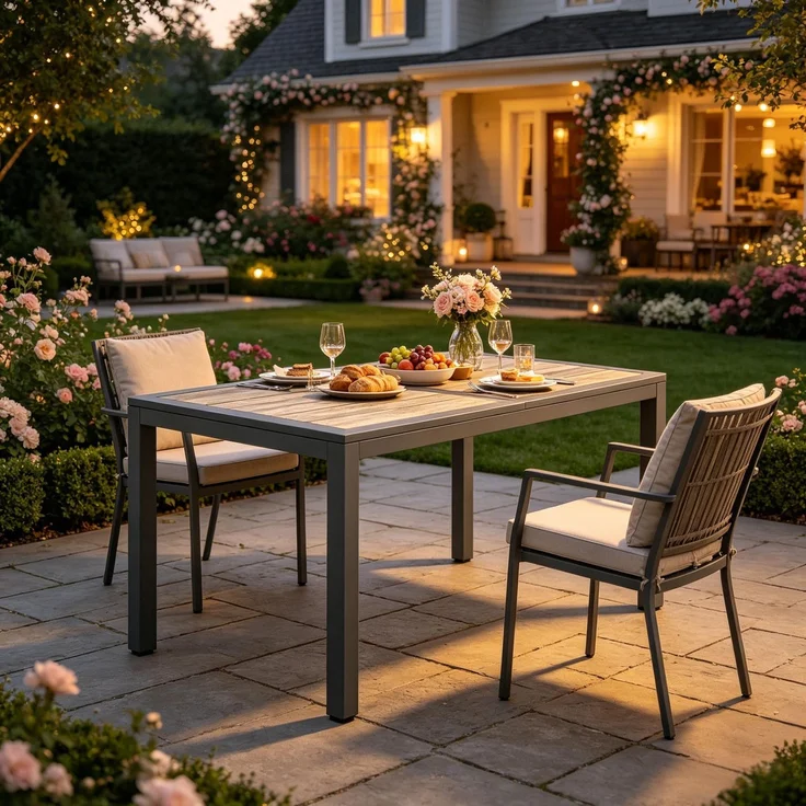 Moderner Gartentisch,Esstisch im Freien,Kaffeetisch(nur mit Esstisch)--Dunkelgrau--140x80x72cm--YOUDENOVA – Bild 1