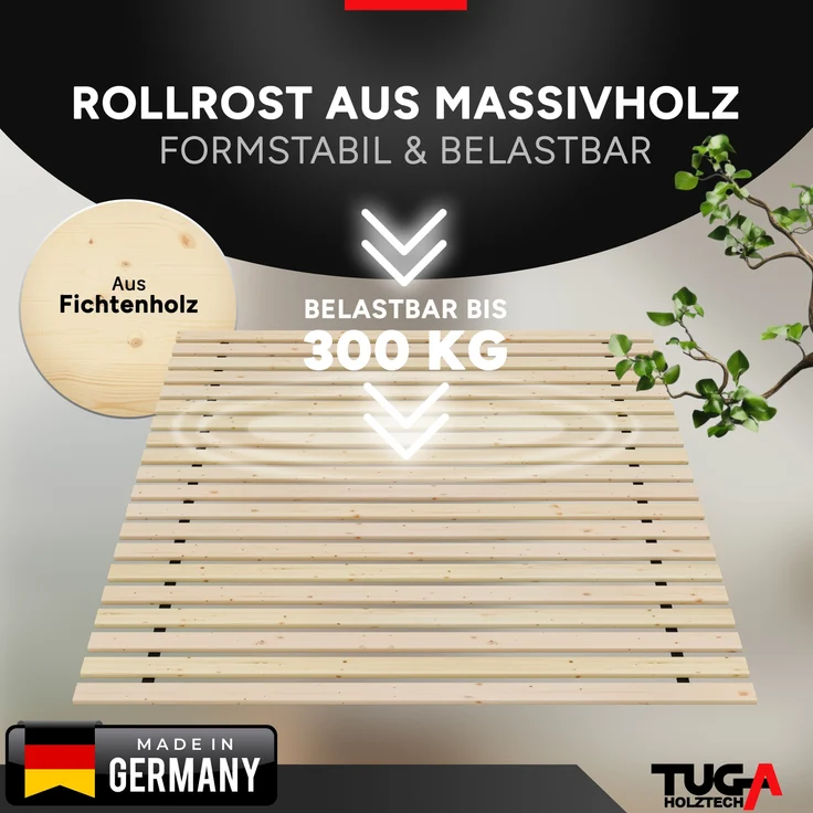 TUGA - Holztech Marken Rollrost Lattenrost 70x200cm 300kg Bettrost – Bild 2