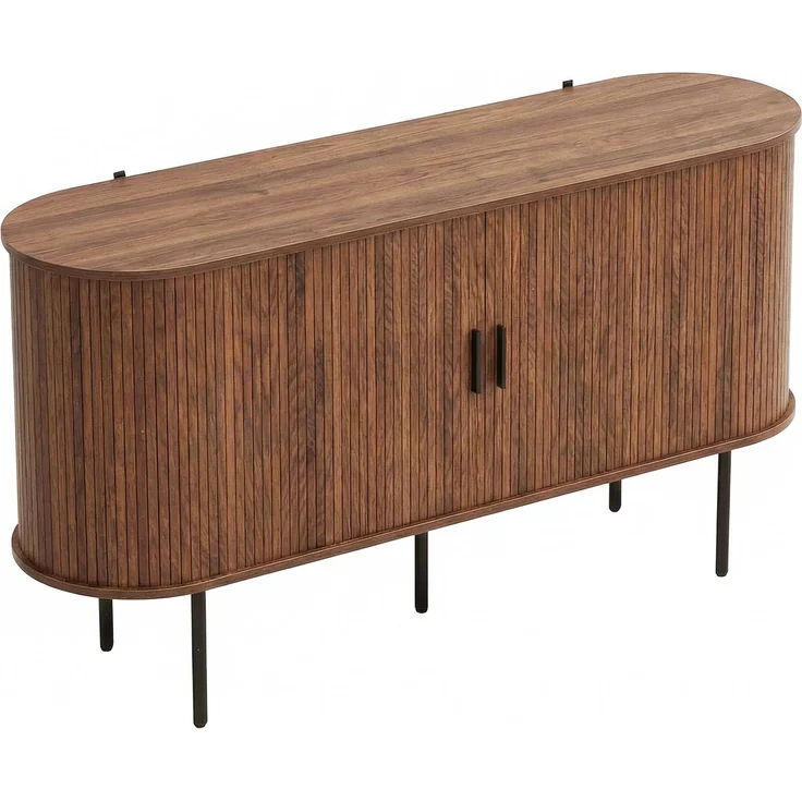 Merax Sideboard mit Rolljalousie-Türen, Aluminiumgriffen & Eisenbeinen – Vielseitiger Aufbewahrungsschrank für Wohnzimmer, Esszimmer & moderne Einrichtung – Bild 7