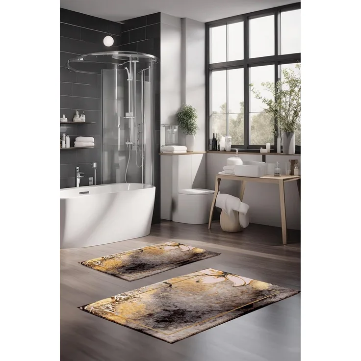 Foutastic Weiches und saugfähiges Badematten-Set (2-teilig), 100% Polyester, rutschfest, antibakteriell, 40x60 cm und 60x100 cm | Maschinenwaschbar, strapazierfähig