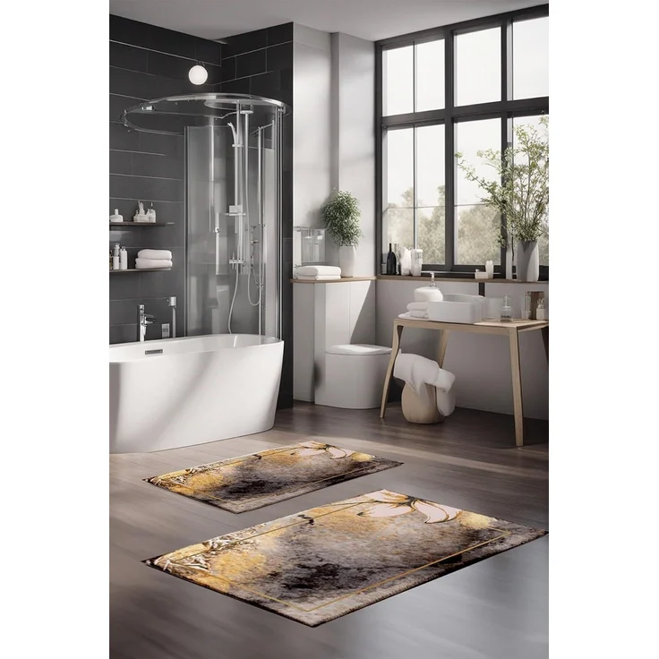 Foutastic Weiches und saugfähiges Badematten-Set (2-teilig), 100% Polyester, rutschfest, antibakteriell, 40x60 cm und 60x100 cm | Maschinenwaschbar, strapazierfähig – Bild 1