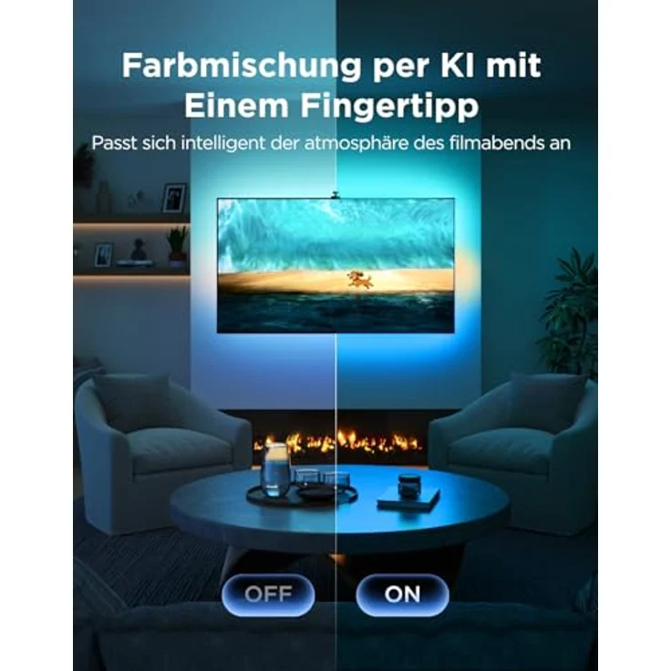 Govee TV Hintergrundbeleuchtung 3, 4 MP Dual-Kamera für 55-65 Zoll TVs, RGBWIC Backlight mit 60 LEDs/m, AI-Farbfilter, App- und Sprachsteuerung, Matter-kompatibel – Bild 4