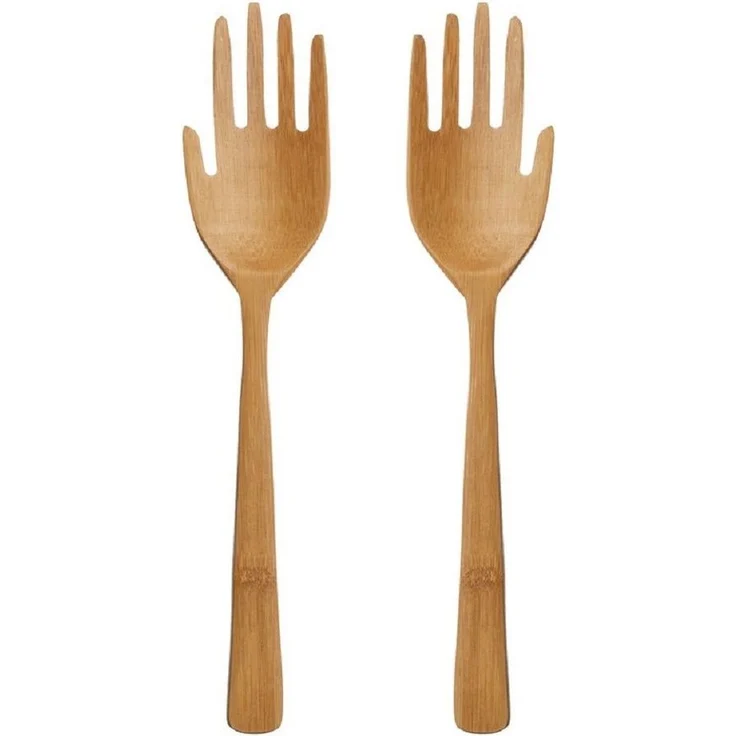 Sass & Belle Salatbesteck Hände (Bambus, 2-tlg, Länge ca. 30 cm), Holz Servierbesteck – Bild 4