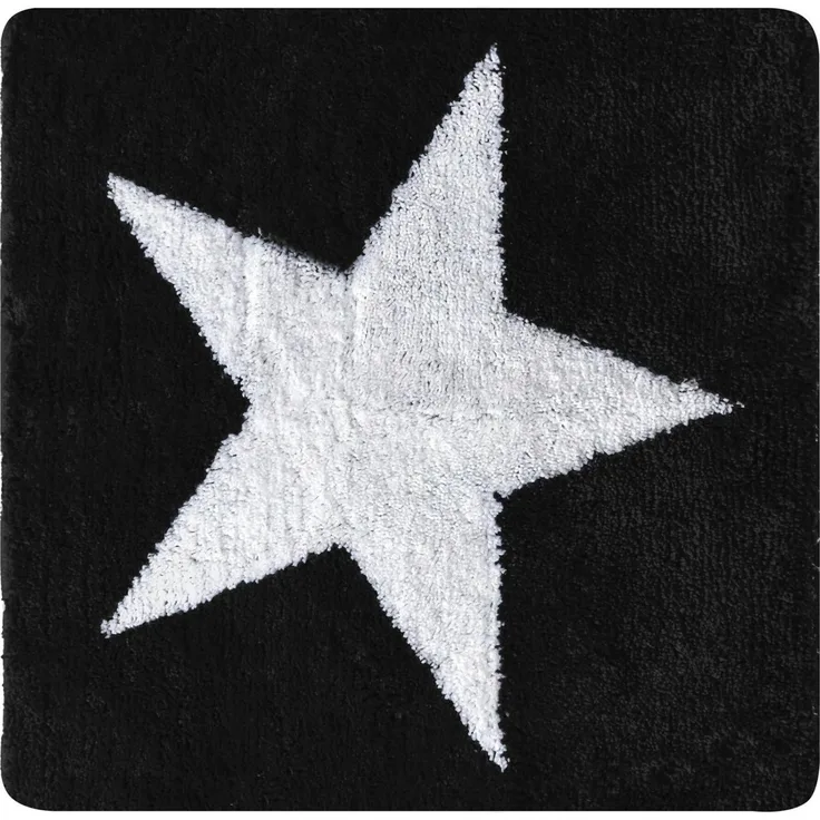 Ridder Badematte Star schwarz, Höhe 55 mm, 100% Polyester-Microfaser