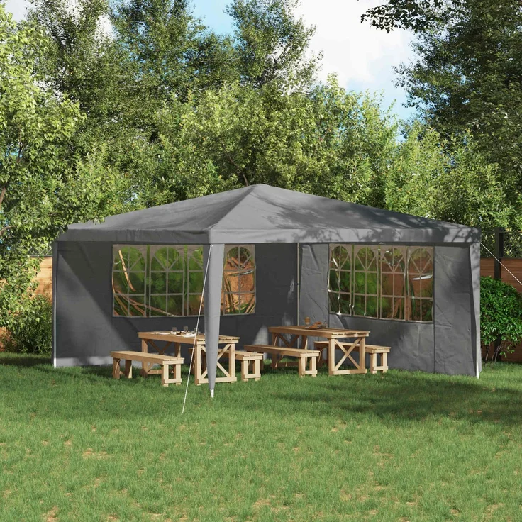 vidaXL Partyzelt-Seitenteil 2 Stk. 400 x 195 cm Hellgrau PE und Stahl 42033029 – Bild 1