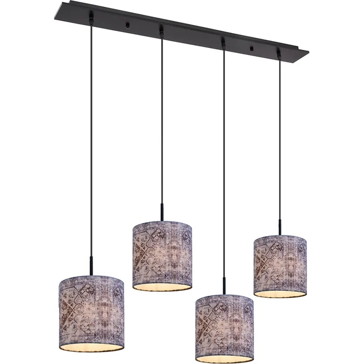 Hängeleuchte, Metall, Textil, schwarz, 4 Flammig, L 100 cm – Bild 9