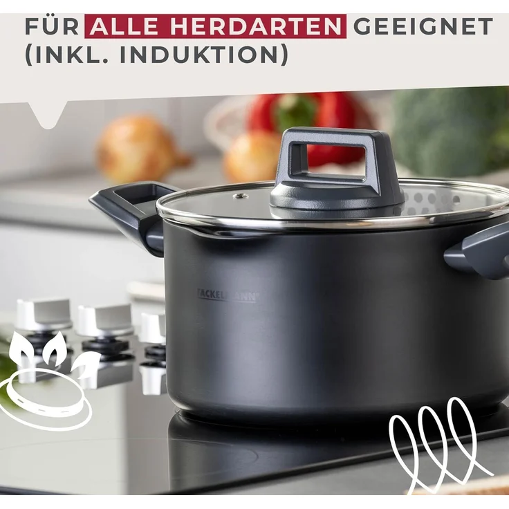 Fackelmann Kochtopf Statement 20cm – Topf mit keramische Beschichtung – Recyceltes Aluminium mit Antihaft-Beschichtung – PFAS-frei, Hitzebeständiger Griff, Für alle Herdarten inklusive Induktion – Bild 5