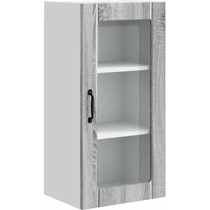 vidaXL Wandglas-Schrank PORTO Sonoma-Grau 40 x 31 x 80 cm 885347 – Bild 2
