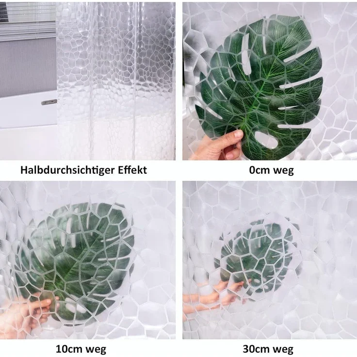 Duschvorhang Lang 180x220cm Antischimmel Transparent Wasserdicht Magnetisch – Bild 4