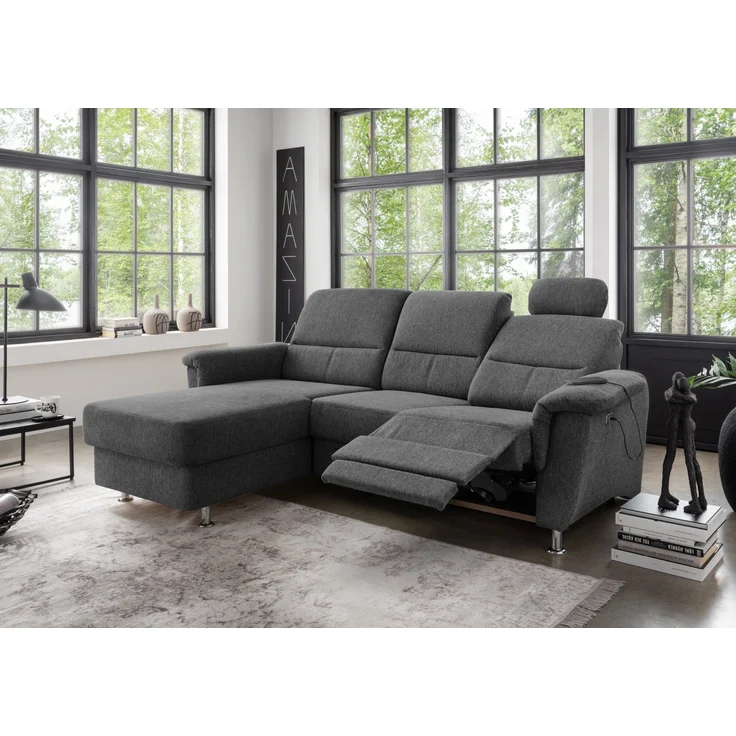 Ecksofa >Ludwigshafen< Motor-funktion, Kopfstütze, Stauraum, anthrazit - 231x113x165 (BxHxT) – Bild 1