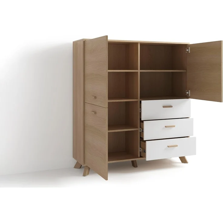 byLIVING Highboard Bastian (1 St), mit massiven Holzfüßen und Griffen, natürlicher Eichenlook, 120cm – Bild 2
