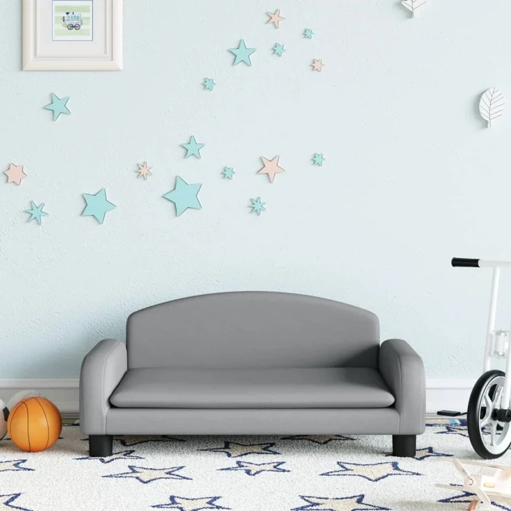 vidaXL Kindersofa, Couch für Kinder, Stoff, Hellgrau, 70 x 45 x 30 cm – Bild 1