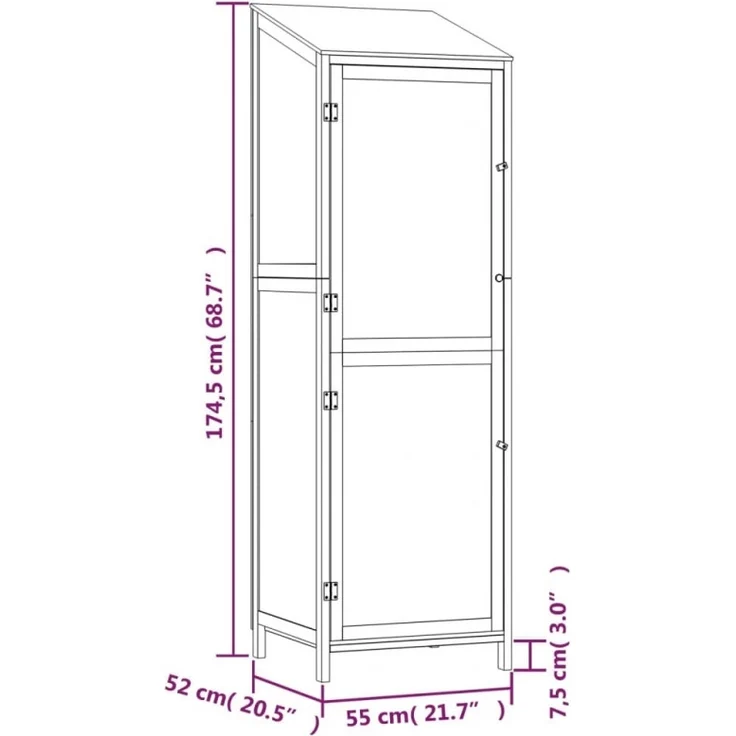 vidaXL Geräteschuppen Anthrazit 55x52x174,5 cm Massivholz Tanne 152188 – Bild 6