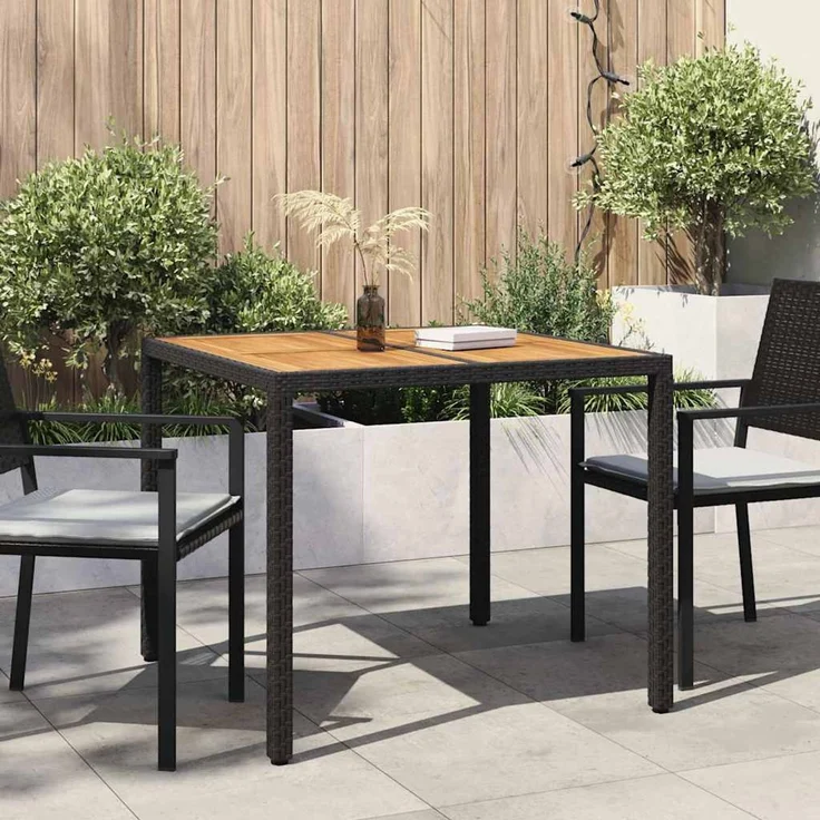 vidaXL Gartentisch Schwarz 90 x 90 x 75 cm Poly-Rattan 362537 – Bild 1