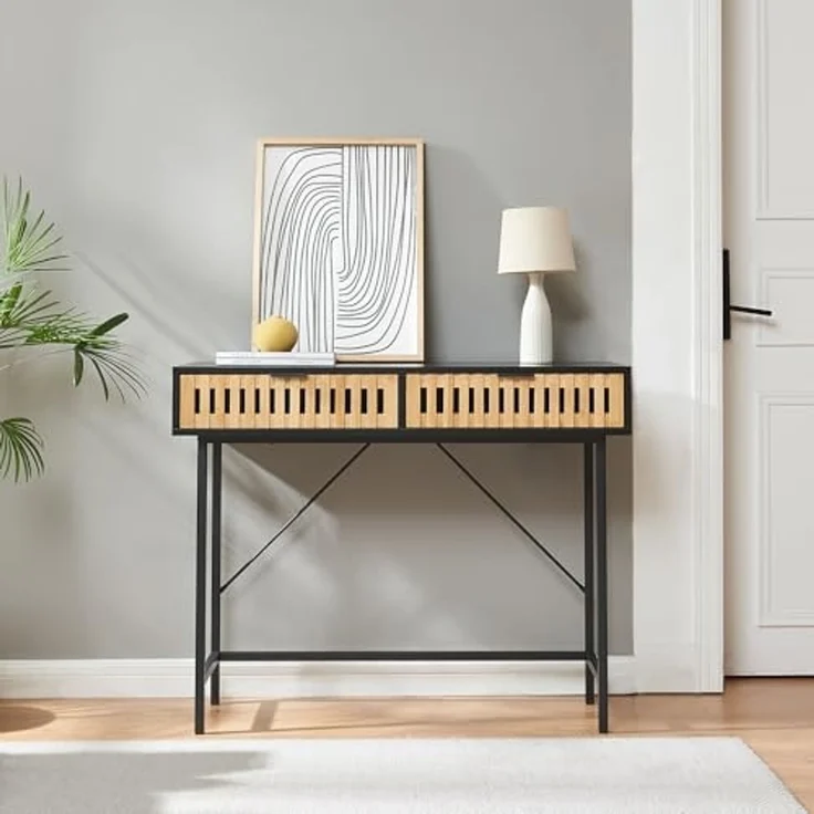 Konsolentisch Luniehti 100x40x75 cm Schwarz/Natur [en. casa] – Bild 3