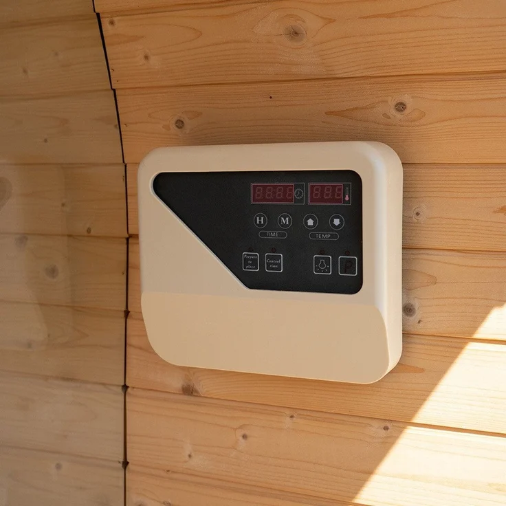 XXL Luxus Outdoor Fasssauna 260x230 cm SET Sauna inkl. 10,5 KW Saunaofen 6 Pers. – Bild 8