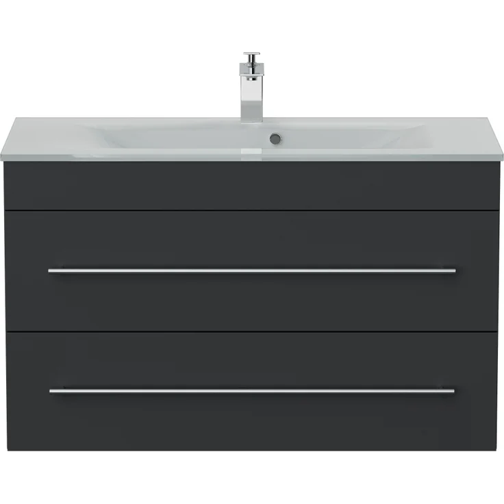Magnolia Home 'Vitro 1000' mit Glaswaschbecken und Softclose, 60 x 45,5 x 100 cm, Grafit – Bild 8