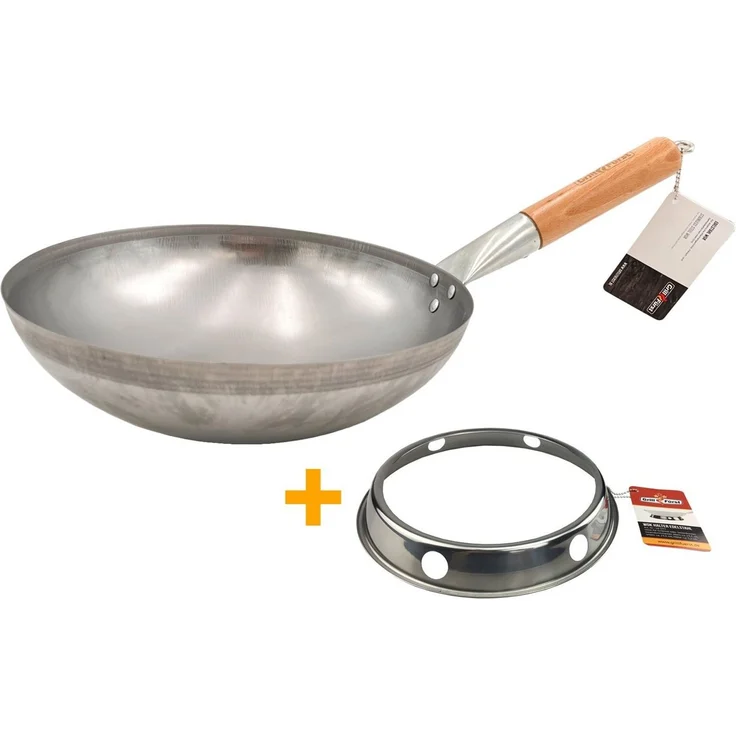 Grillfürst Wok Grillfürst Edelstahl Wok Ø 30 cm mit Wokring für Seitenkocher / Grillrost