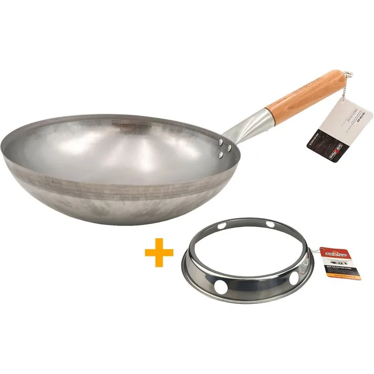 Grillfürst Wok Grillfürst Edelstahl Wok Ø 30 cm mit Wokring für Seitenkocher / Grillrost