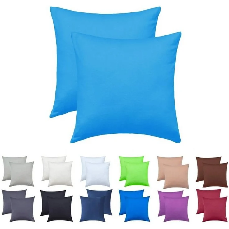 NatureMark 2er Set Jersey Kissenbezüge – Elastisch, weich, atmungsaktiv und hautfreundlich – Waschbare Kissenhülle - 40x40 – Türkis – Bild 4