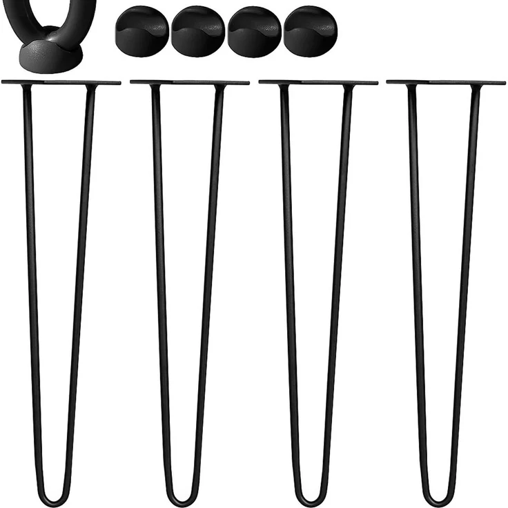 Tischbeine 4x Hairpin 71 cm Haarnadelbeine Schwarz Gestell Möbelfüße Tischkufen – Bild 6