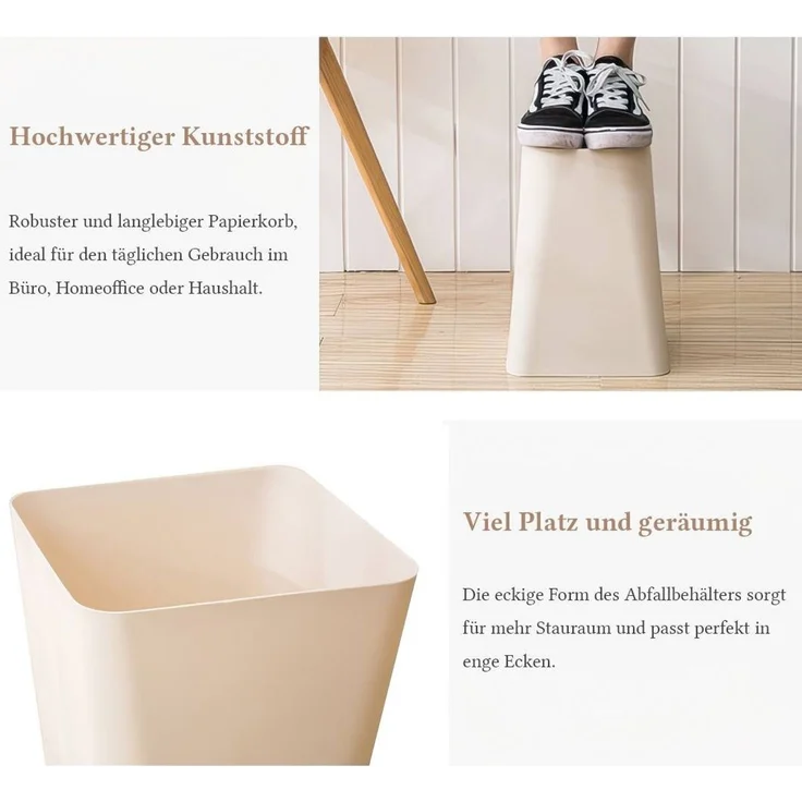 Sinoba Papierkorb moderner Mülleimer Papiereimer 6102 eckig, Höhe 29cm, Mokka – Bild 2