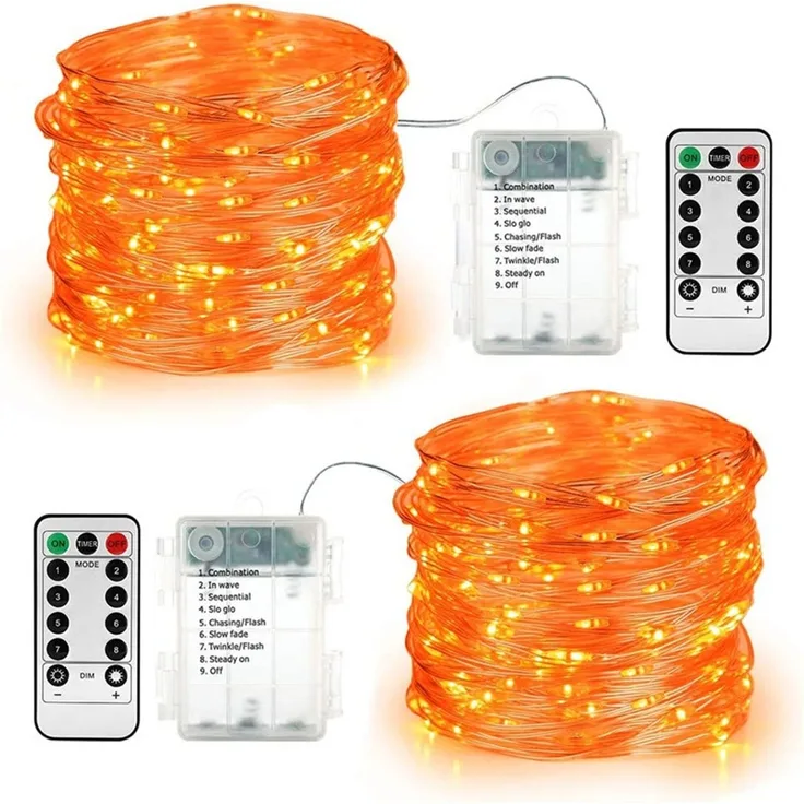 ABC LED-Lichterkette, 2er-Pack, orange, 2 x 5 m, 50 LED je Set