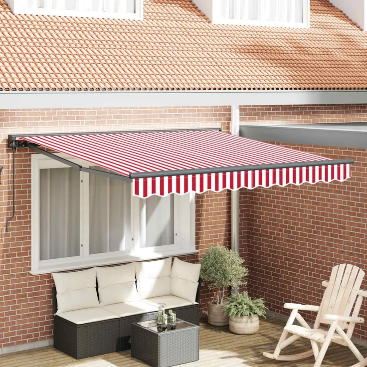 Markisenrahmen, Markisengestell Rot und Weiß 350x250 cm