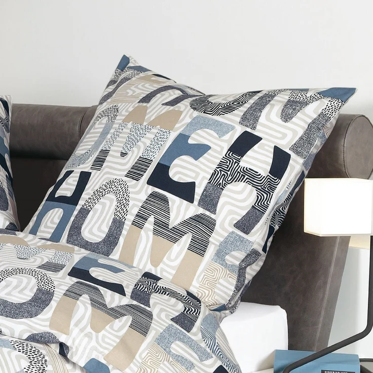 Bettwäsche Janine Mako Satin Palermo 31131-02 Home sand blau 135x200 – Bild 2