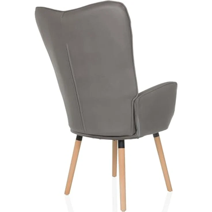 hjh LIVING Ohrensessel in Velour-Optik HAVENIO I Sessel für Wohnzimmer Schlafzimmer, Polsterstuhl mit Holzbeinen, Stoff Grau – Bild 7