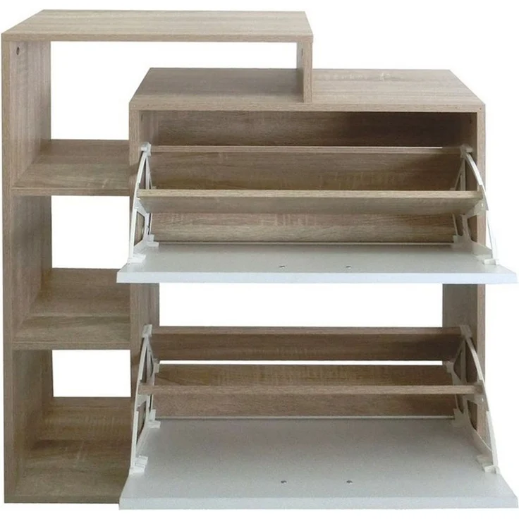 HTI-Living Schuhschrank Schuhschrank Lisa Sonoma-Weiß (Stück, 1-St, 1 Schuhschrank) Schuhkipper Garderobenschrank – Bild 3